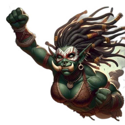 creature, dragon, staff, hair transparent PNG cut-out