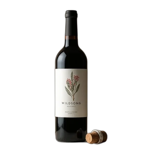 bottle, wildsong, wine, white transparent PNG cut-out