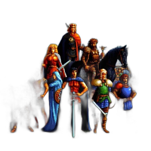 staff, sword, crown, pixel art transparent PNG cut-out