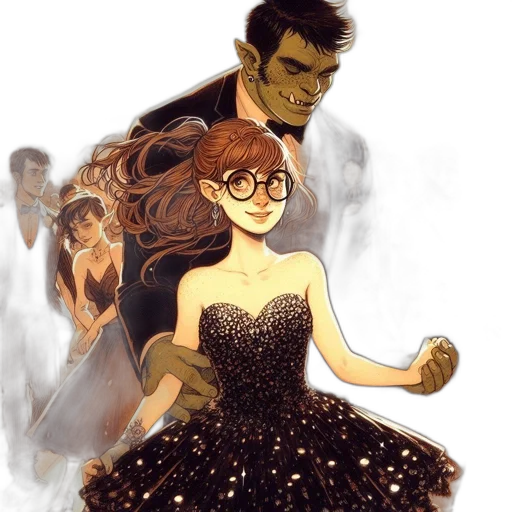 dress, comic book art, concept art, watercolor transparent PNG cut-out