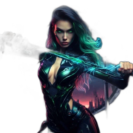 comic book art, concept art, fantasy art, cyberpunk transparent PNG cut-out