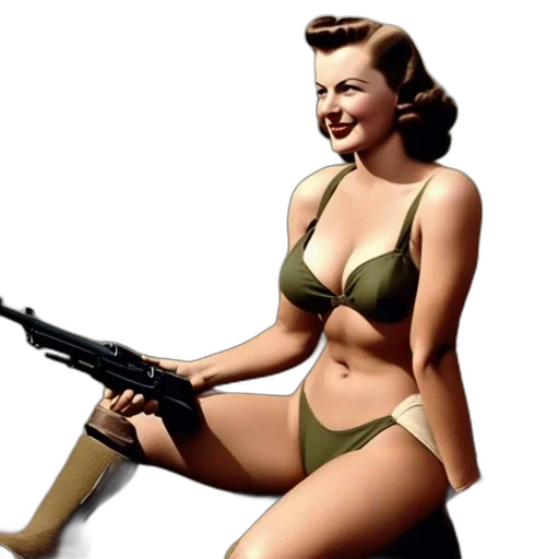 weapon, comic book art, woman, wears transparent PNG cut-out