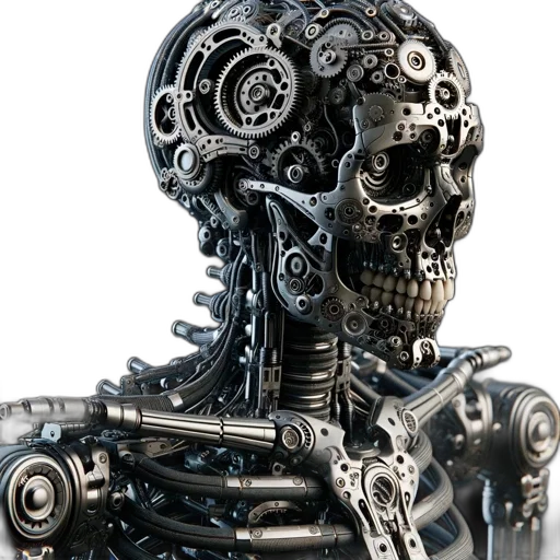 robot, face, cyberpunk, 3d render transparent PNG cut-out