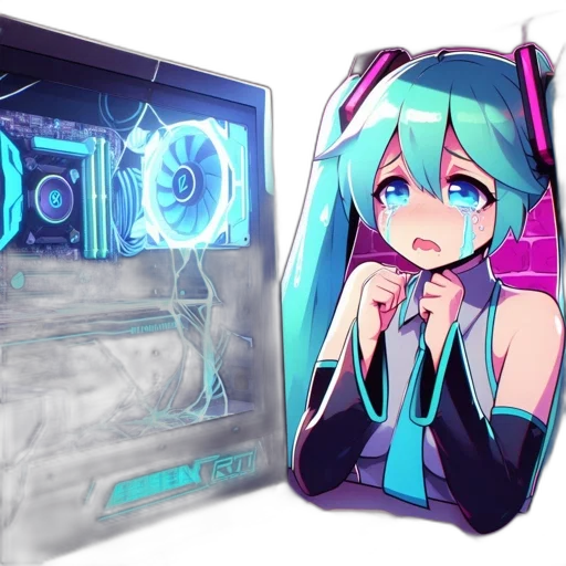 robot, cyberpunk, vaporwave, anime transparent PNG cut-out