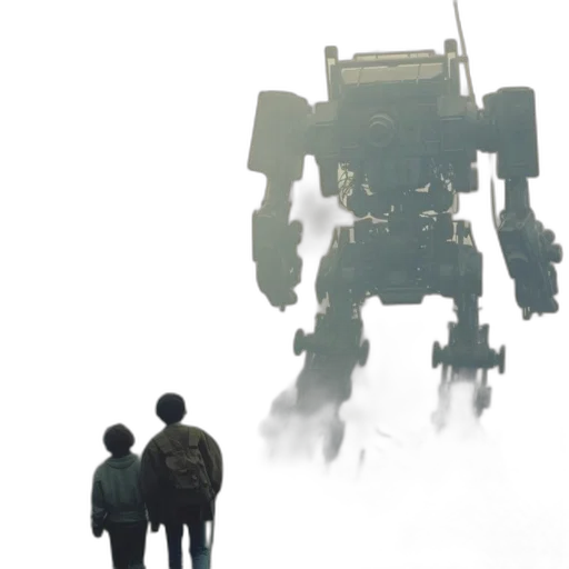 robot, concept art, fog, misty transparent PNG cut-out