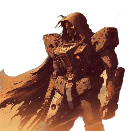 jacket, mask, robot, weapon transparent PNG cut-out