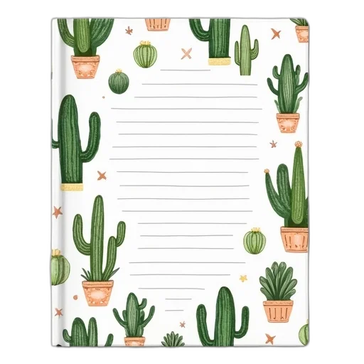 green, cactus, patterns, journal transparent PNG cut-out