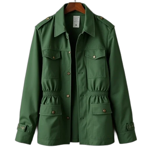 jacket, green, earth tones, utility transparent PNG cut-out