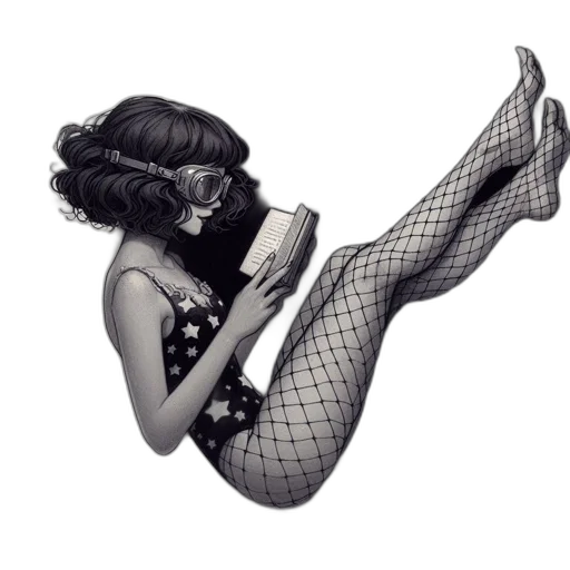 dress, shoes, comic book art, pencil sketch transparent PNG cut-out