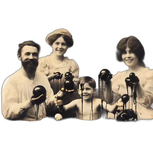 staff, vintage, photo, family transparent PNG cut-out