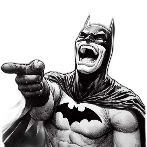 comic book art, cartoon, batman, shown transparent PNG cut-out