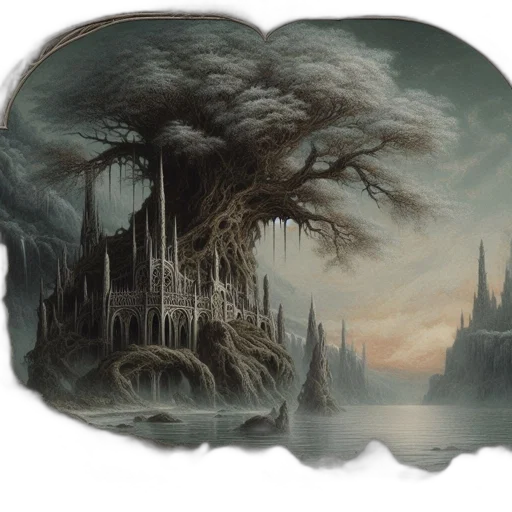 tree, fantasy art, concept art, photorealistic transparent PNG cut-out