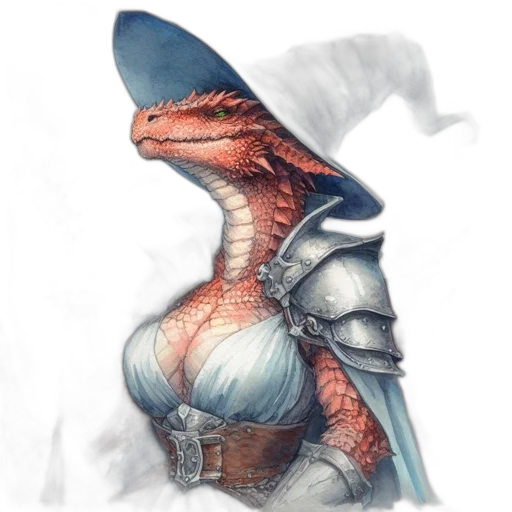 dragon, dress, creature, staff transparent PNG cut-out