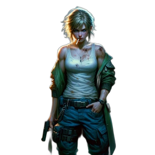 weapon, jacket, staff, concept art transparent PNG cut-out