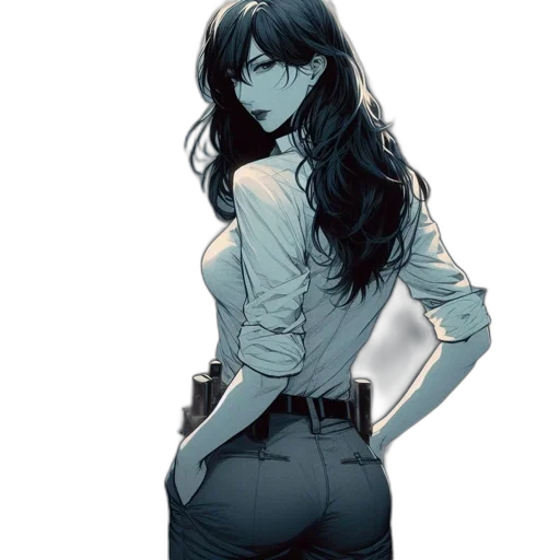 jacket, staff, dress, comic book art transparent PNG cut-out