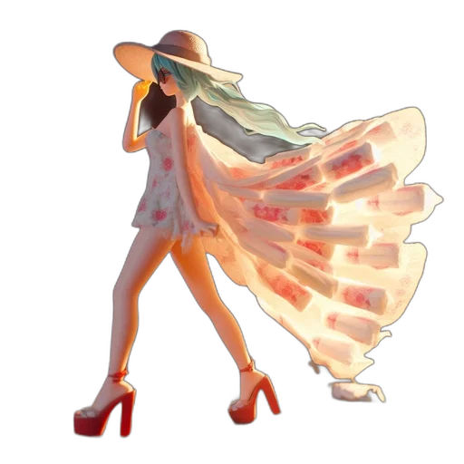 dress, umbrella, creature, shoes transparent PNG cut-out