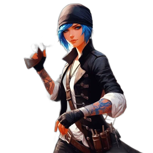 jacket, staff, weapon, face transparent PNG cut-out