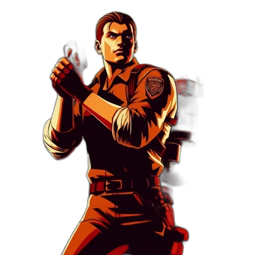 jacket, weapon, staff, comic book art transparent PNG cut-out