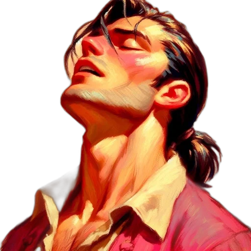 face, jacket, staff, comic book art transparent PNG cut-out
