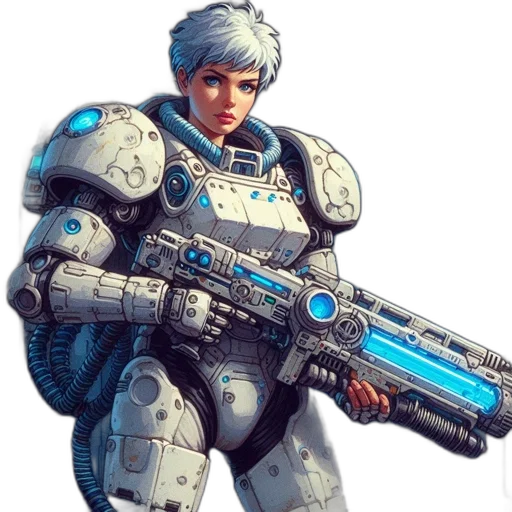 robot, weapon, face, concept art transparent PNG cut-out