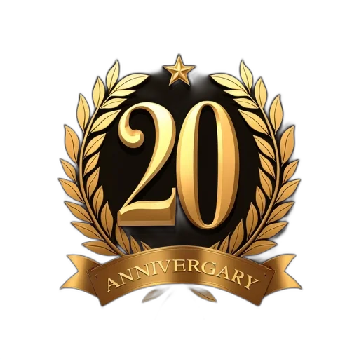 3d render, golden, anniversary, logotype transparent PNG cut-out