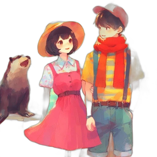 hat, dress, watercolor, concept art transparent PNG cut-out