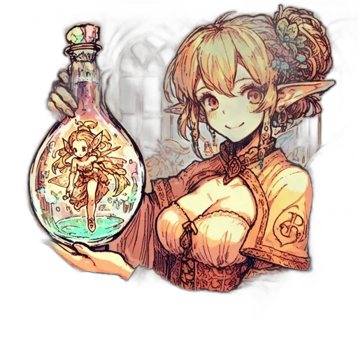 staff, bottle, jewelry, fantasy art transparent PNG cut-out