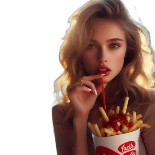 food, crown, photorealistic, woman transparent PNG cut-out