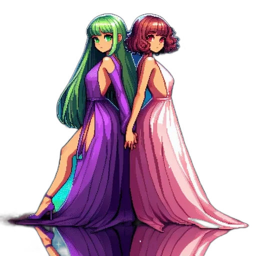 dress, vaporwave, pixel art, watercolor transparent PNG cut-out