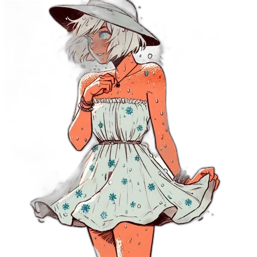 dress, hat, staff, watercolor transparent PNG cut-out