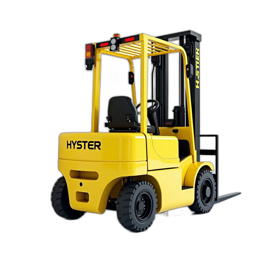 3d render, yellow, forklift, brand transparent PNG cut-out