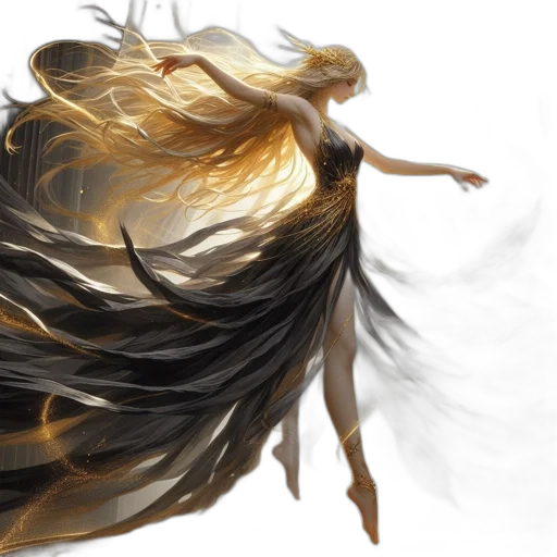 hair, dress, dragon, fantasy art transparent PNG cut-out