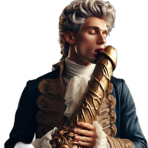 jacket, staff, crown, photorealistic transparent PNG cut-out