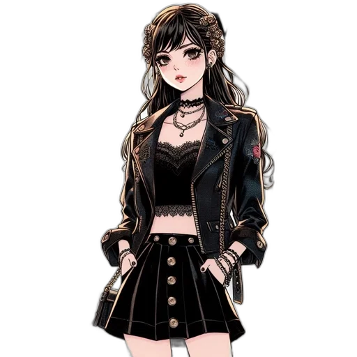dress, jacket, anime, pixel art transparent PNG cut-out