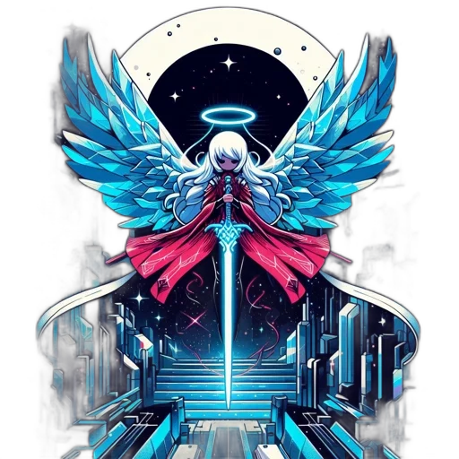 sword, robot, pixel art, fantasy art transparent PNG cut-out