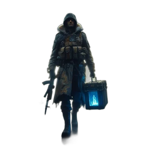 jacket, weapon, staff, mask transparent PNG cut-out