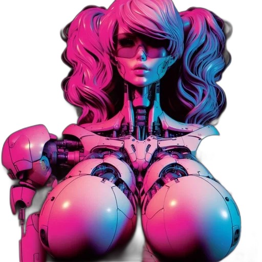 robot, cyberpunk, vaporwave, concept art transparent PNG cut-out
