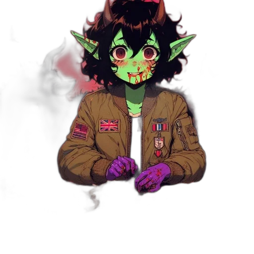 jacket, creature, mask, staff transparent PNG cut-out