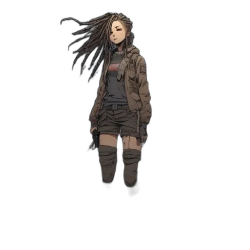 jacket, hair, staff, dress transparent PNG cut-out