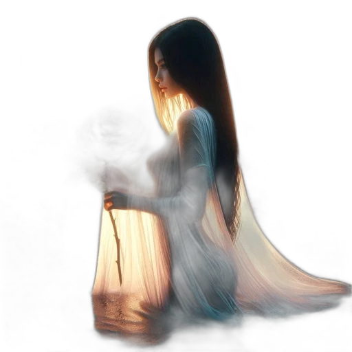 dress, mask, hair, jewelry transparent PNG cut-out