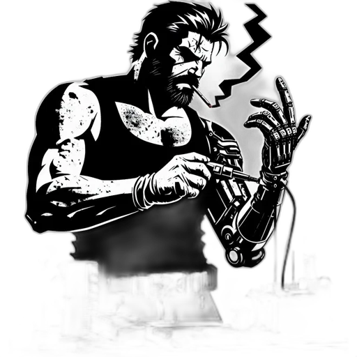 robot, weapon, sword, comic book art transparent PNG cut-out
