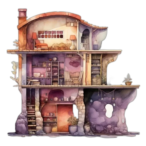 building, furniture, concept art, watercolor transparent PNG cut-out