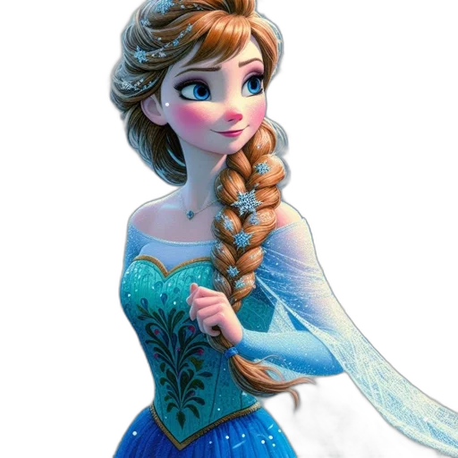 dress, staff, crown, hair transparent PNG cut-out