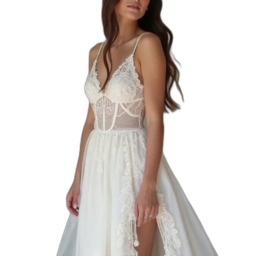 dress, model, wearing, white transparent PNG cut-out