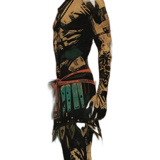 mask, jacket, staff, dress transparent PNG cut-out