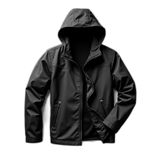 jacket, 3d render, dark, black transparent PNG cut-out
