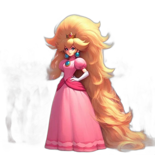 dress, crown, hair, staff transparent PNG cut-out