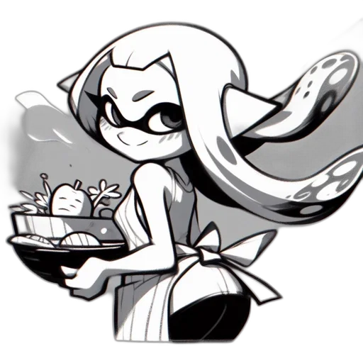 food, concept art, cartoon, monochrome transparent PNG cut-out