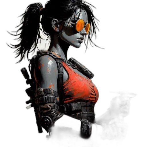 robot, mask, cyberpunk, comic book art transparent PNG cut-out