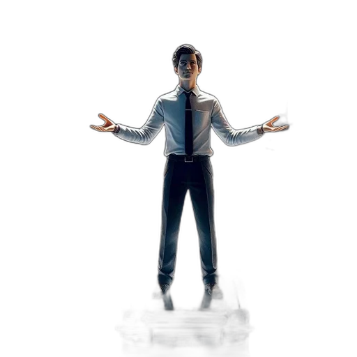 staff, robot, jacket, 3d render transparent PNG cut-out